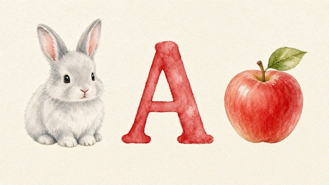 Het konijn (Arnab), de letter A, A van de appel