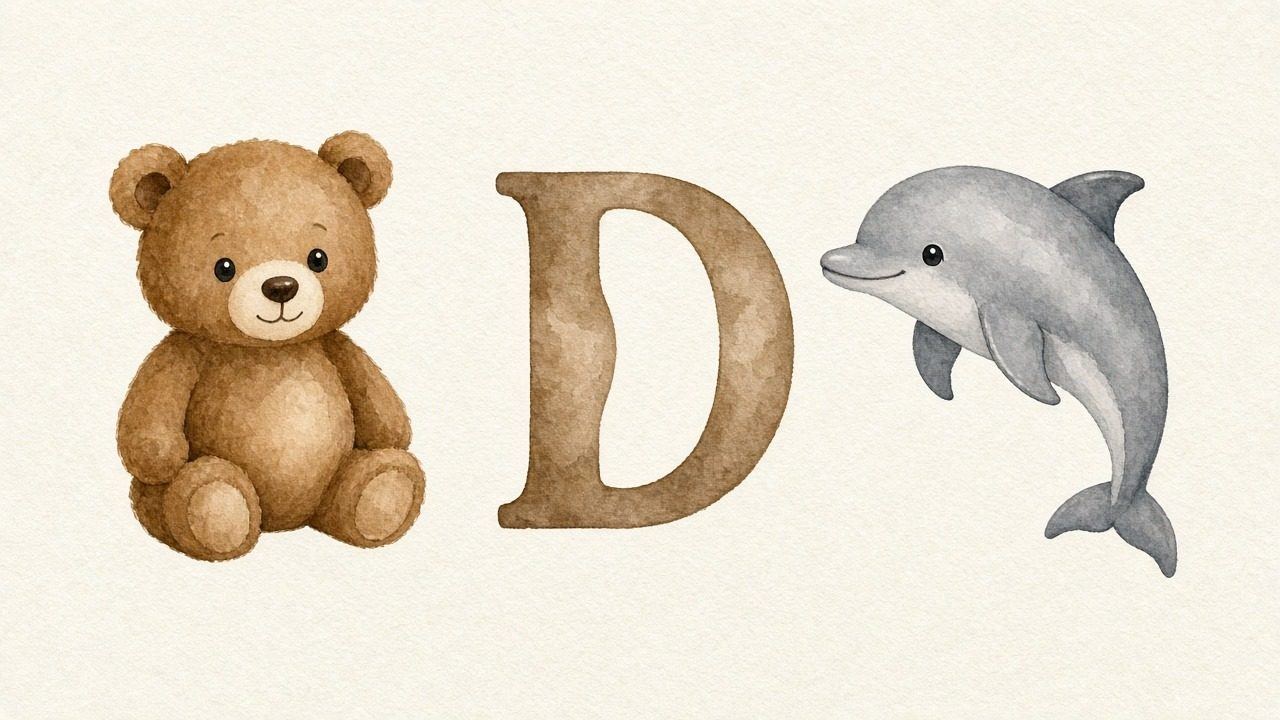 De beer (Dobb), de letter D, D van de dolfijn