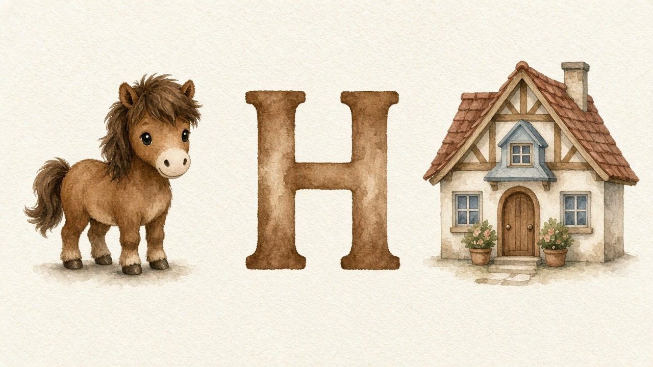 Het paard (Hisaan), de letter H, H van het huis