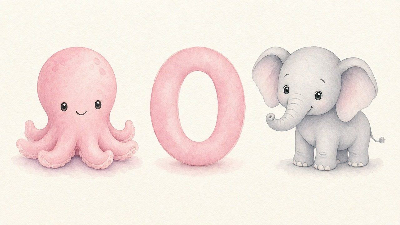 De octopus (Oechtoeboet), de letter O, O van de olifant
