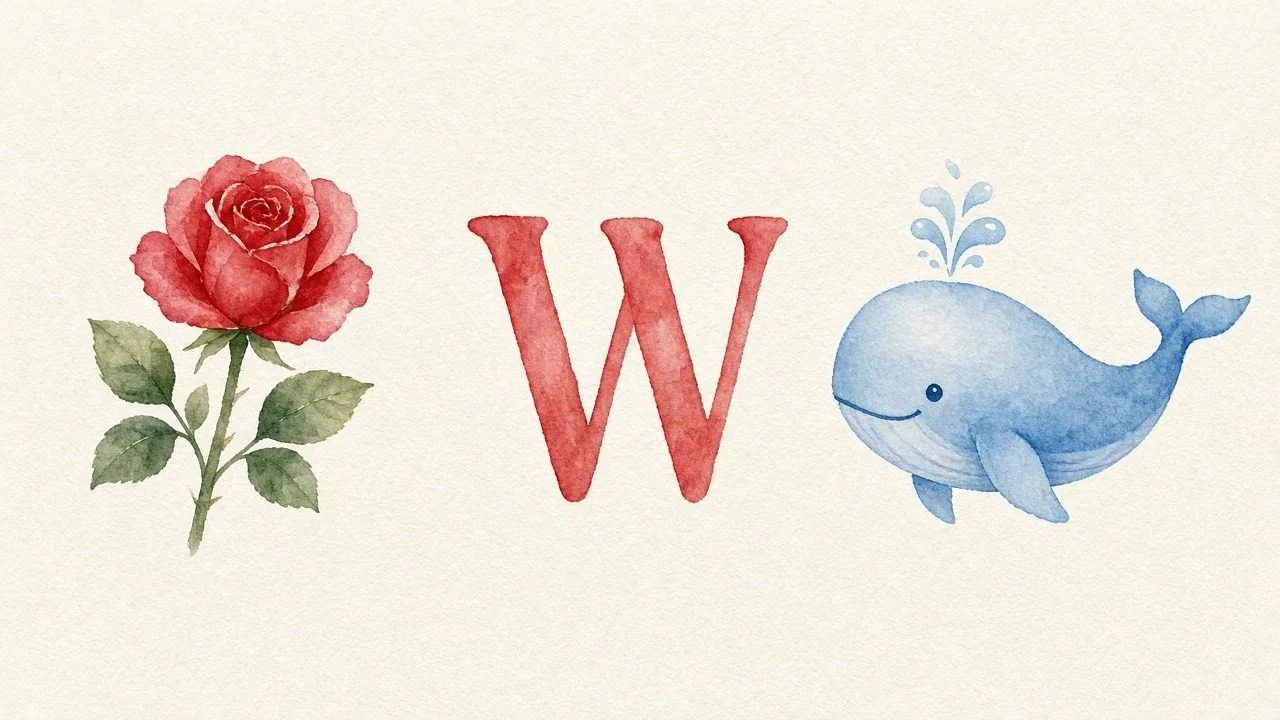 De roos (Warda), de letter W, W van de walvis