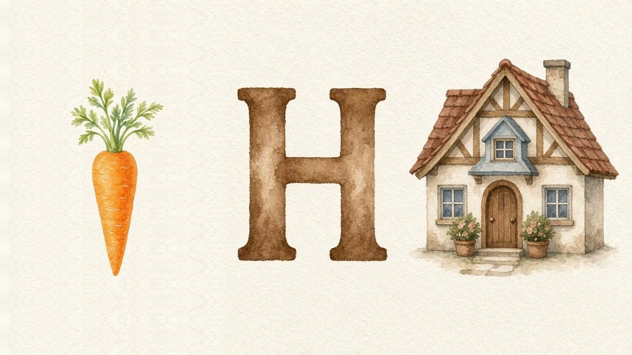 De wortel (Havuç), de letter H, H van het huis