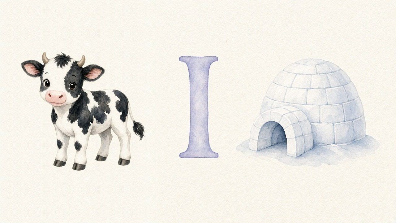De koe (İnek), de letter I, I van de iglo
