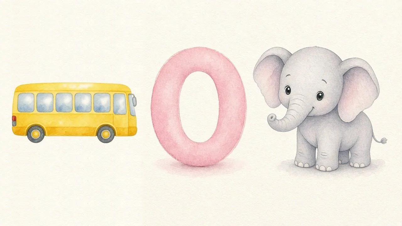De bus (Otobüs), de letter O, O van de olifant