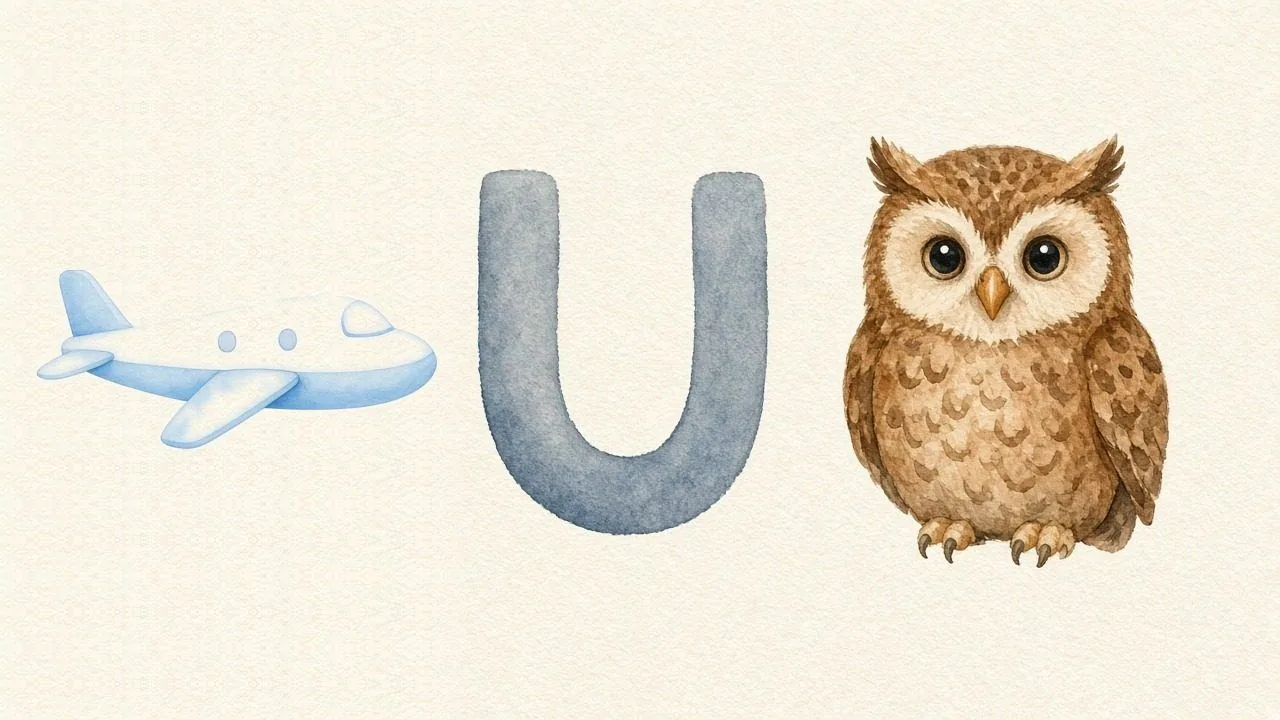 Het vliegtuig (Uçak), de letter U, U van de uil