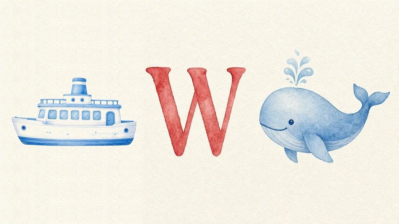 De boot (Vapur), de letter W, W van de walvis