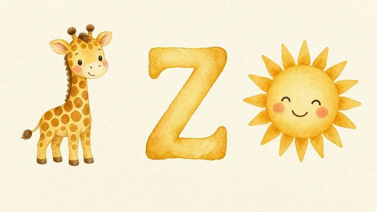 De giraf (Zürafa), de letter Z, Z van de zon