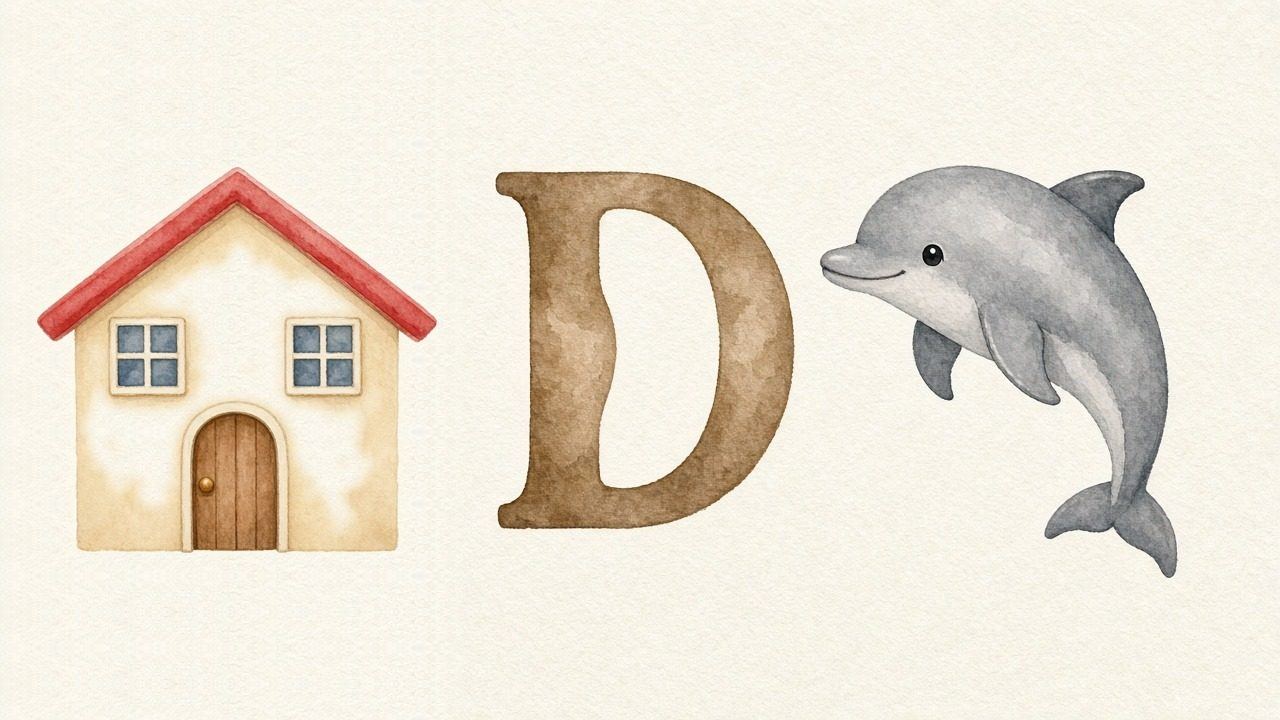 Het huis (Dom), de letter D, D van de dolfijn