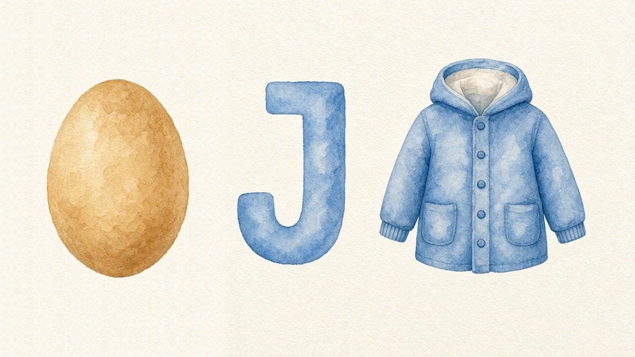 Het ei (Jajko), de letter J, J van de jas