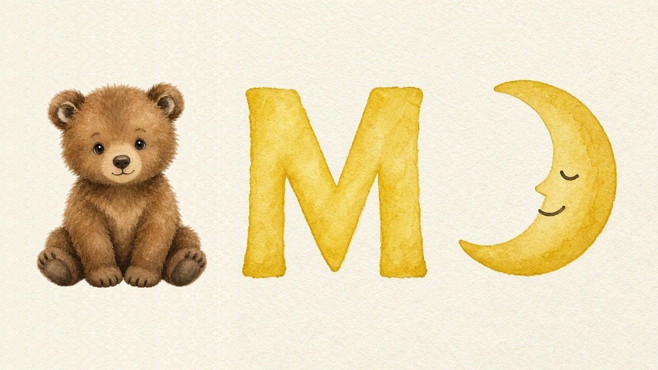 De beer (Miś), de letter M, M van de maan