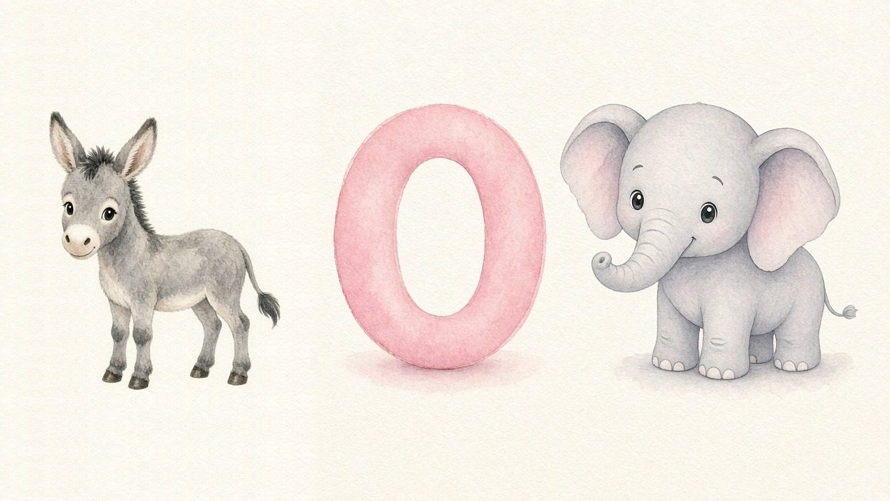 De ezel (Osioł), de letter O, O van de olifant