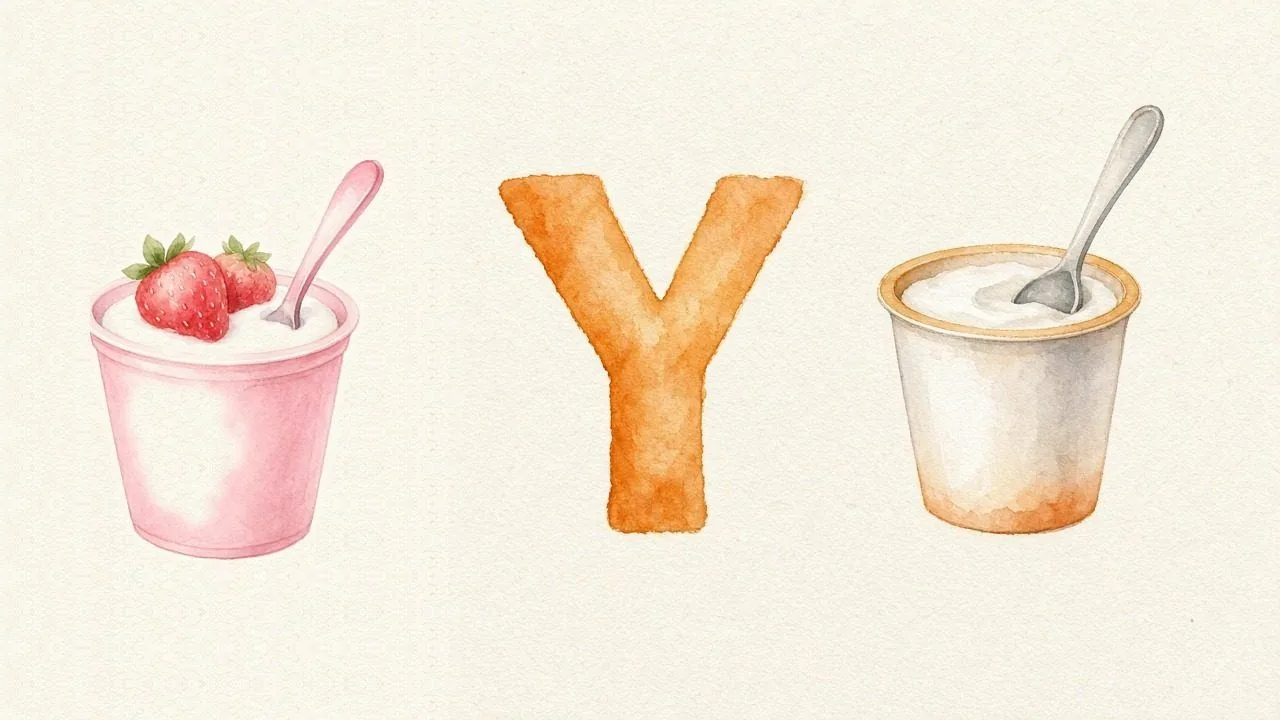 De yoghurt (Jogurt), de letter Y, Y van de yoghurt