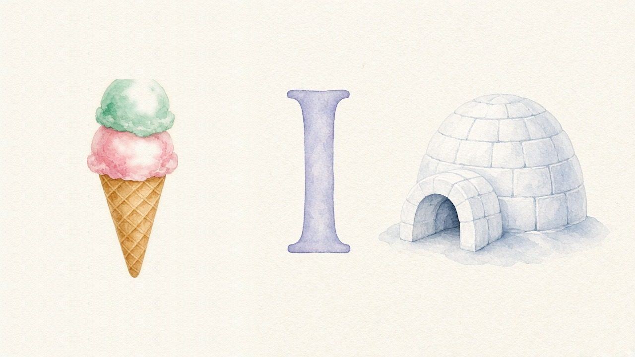 Het ijsje (Ice cream), de letter I, I van de iglo