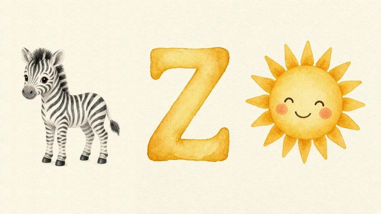 De zebra (Zebra), de letter Z, Z van de zon